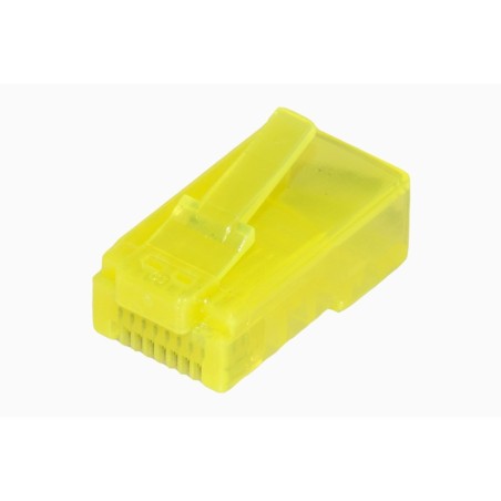 CONFEZIONE 100 CONNETTORI 8 POLI CAT 5E UTP NON SCHERMATO RJ45 GIALLO PER CAVO FLESSIBILE