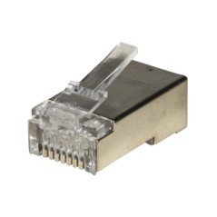 CONFEZIONE 100 CONNETTORI 8 POLI CAT 6 SCHERMATO RJ45 PER CAVO SOLIDO