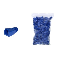 CONFEZIONE 100 COPRICONNETTORI 6MM PER PLUG RJ45 8 POLI CAVO CAT 5E- 6 BLU