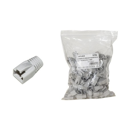 CONFEZIONE 100 COPRICONNETTORI 8MM PER PLUG RJ45 8 POLI CAVO CAT 5E-6-7 GRIGIO