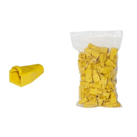 CONFEZIONE 100 COPRICONNETTORI 6MM PER PLUG RJ45 8 POLI CAVO CAT 5E- 6 GIALLO