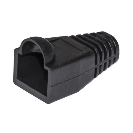 CONFEZIONE 100 COPRICONNETTORI 6MM PER PLUG RJ45 8 POLI CAVO CAT 5E- 6 NERI