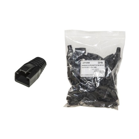 CONFEZIONE 100 COPRICONNETTORI 8MM PER PLUG RJ45 8 POLI CAVO CAT 5E-6-7 NERO