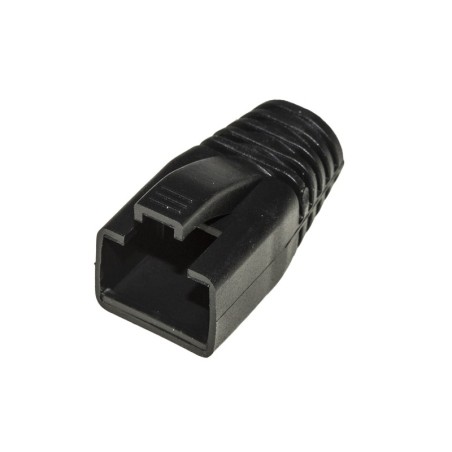 CONFEZIONE 100 COPRICONNETTORI 8MM PER PLUG RJ45 8 POLI CAVO CAT 5E-6-7 NERO