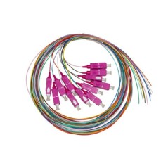 SET 12 CAVI PIGTAIL FIBRA OTTICA COLORATI CONNETTORI SC OM4 SIMPLEX 2 MT