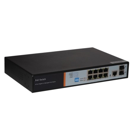 SWITCH DI RETE 8 PORTE GIGABIT POE 150 WATT + 2 PORTE SFP E UNA PORTA CONSOLE RJ45 LAYER 2