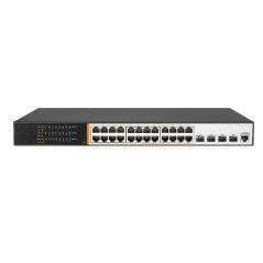 SWITCH DI RETE 24 PORTE POE 400 WATT + 4 PORTE SFP 10 GIGABIT E UNA PORTA CONSOLE LAYER 3