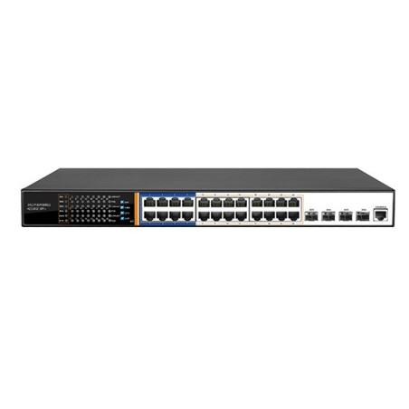 SWITCH DI RETE 24 PORTE POE 400 WATT + 4 PORTE SFP GIGABIT E UNA PORTA CONSOLE LAYER 3