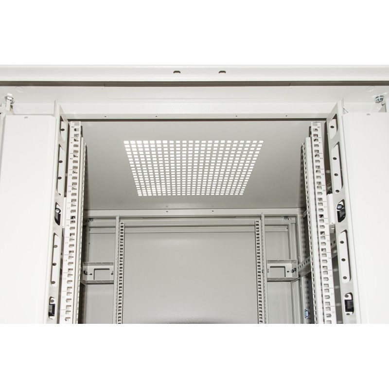 ARMADIO RACK 19" 42U (A)2055, (L)800, (P)800 COLORE GRIGIO PORTA VETRO CON GUIDACAVI LATERALE