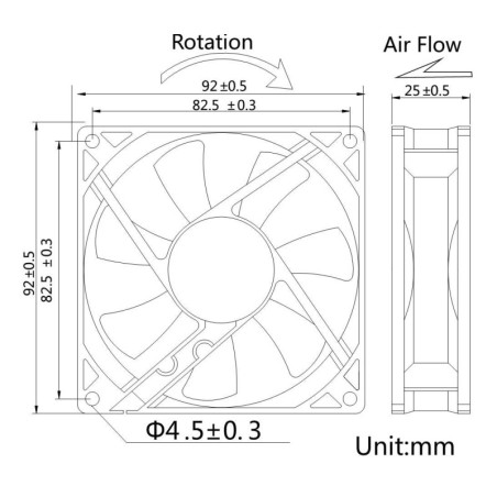 VENTOLA 92X92X25 12 VOLT CONNETTORE 3 FILI CON VITI INCLUSE