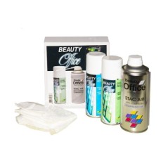 KIT PULIZIA OFFICE CON 1 SPRAY ARIA COMPRESSA 400ML + 1 SPRAY CLEAN SCREEN 200ML + 1 SPRAY CLEAN PLASTIC 200ML + 5 PANNI