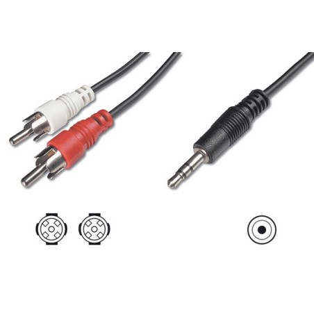 CAVO STEREO CONNETTORE 3.5 MM./2 CONNETTORI CINCH (RCA) MASCHIO MT.5