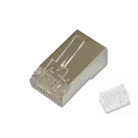 CONNETTORE PLUG 8 POLI SCHERMATO CAT.6 RJ45 CON INSERITORE PER CAVO RETE FLESSIBILE