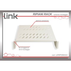 RIPIANO PER ARMADIO 19" 2 UNITA' PROFONDITA' 250 MM. (UNIVERSALE) COLORE GRIGIO