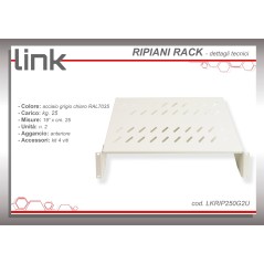 RIPIANO PER ARMADIO 19" 2 UNITA' PROFONDITA' 250 MM. (UNIVERSALE) COLORE GRIGIO