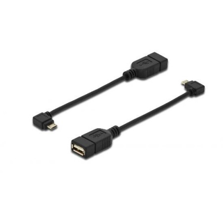 CAVO ADATTATORE USB 2.0 OTG, CONNETTORI MICRO USB B MASCHIO - USB A FEMMINA, 15 CM CON CONNETTORE 90 GRADI