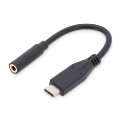 ADATTATORE AUDIO USB TIPO-C / JACK 3.5MM M/F, 0.2 MT COLORE NERO