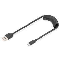 DIGITUS CAVO A SPIRALE USB 2.0 - DA USB - A A USB - C MT 1