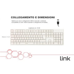 TASTIERA ITALIANA 105 TASTI COLORE BIANCO CONNETTORE USB