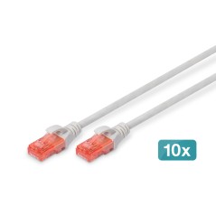 CAVO PATCH U/UTP CAT 6 - LSZH,10 PEZZI 0,5 MT. COLORE GRIGIO