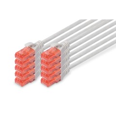 CAVO PATCH U/UTP CAT 6 - LSZH,10 PEZZI 0,5 MT. COLORE GRIGIO