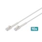 DIGITUS CAVO PATCH ANGOLATO CAT 6A F-FTP, RAME, 3 M, GRIGIO CONF 10 PEZZI