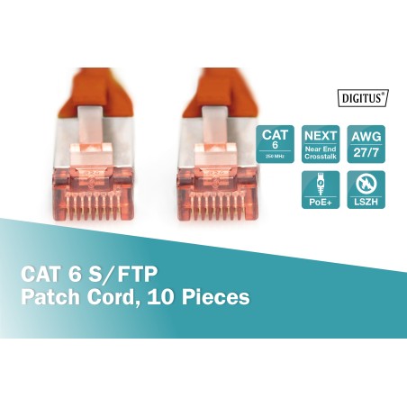 CONFEZIONE 10 CAVI CAT 6 SCHERMATI S/FTP MT 5 COLORE ROSSO DIGITUS