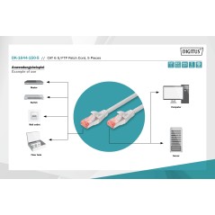 CONFEZIONE 5 CAVI CAT 6 SCHERMATI S/FTP MT 15 COLORE GRIGIO DIGITUS