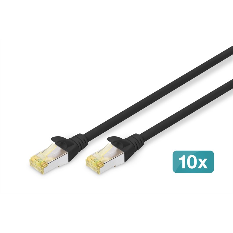 CAVO PATCH CAT 6A S/FTP, 10 PEZZI LUNGHEZZA 0,25 MT. COLORE NERO