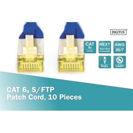CAVO PATCH CAT 6A S/FTP, 10 PEZZI LUNGHEZZA 2 MT. COLORE BLU