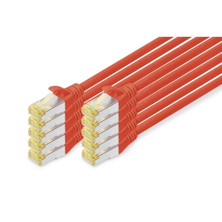CAVO PATCH CAT 6A S/FTP, 10 PEZZI LUNGHEZZA 2 MT. COLORE ROSSO