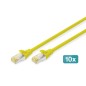 CAVO PATCH CAT 6A S/FTP, 10 PEZZI LUNGHEZZA 2 MT. COLORE GIALLO