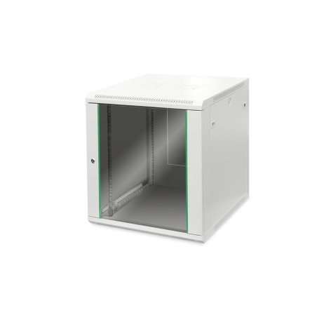 ARMADIO RACK 19" 12 UNITA' DA MURO (A)638 X (L)600 X PROFONDITA' 600 MM. COLORE GRIGIO PORTA VETRO