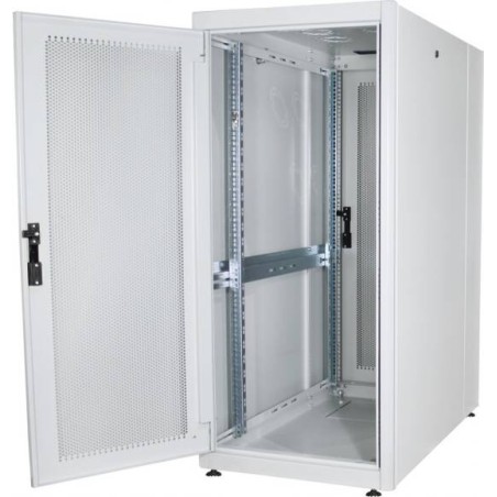 ARMADIO 26 UNITÀ 19" PER RETI E SERVER MISURE (A)1299 X (L)600 X (P)1000 MM. COLORE GRIGIO CHIARO PORTA TRAFORATA