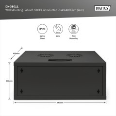 ARMADIO DA MURO 4U DIGITUS SOHO SMONTATO - 540 X 400 MM (L X P) COLORE NERO