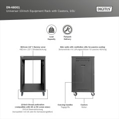 DIGITUS RACK UNIVERSALE PER APPARECCHIATURE DA 19 POLLICI CON ROTELLE, 16UH
