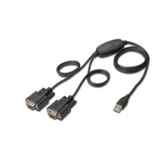 CAVO ADATTATORE DIGITUS DA USB 2.0 A 2 PORTE SERIALI 9 POLI RS232