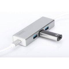 HUB USB 3.0 CON 3 PORTE USB 3.0 TIPO A E 1 PORTA TIPO C, CONNETTORE MASCHIO TIPO C