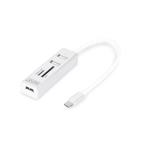 HUB OTG 3 PORTE TIPO C USB 2.0 CON LETTORE DI SCHEDE DIGITUS