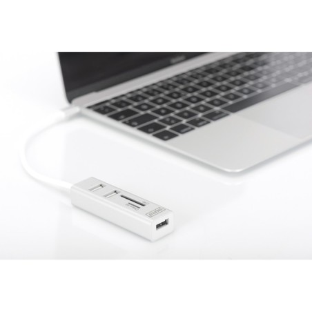 HUB OTG 3 PORTE TIPO C USB 2.0 CON LETTORE DI SCHEDE DIGITUS