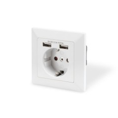 PRESA A MURO SCHUKO CON 2 PRESE USB 5 VOLT 2,1A