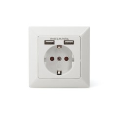 PRESA A MURO SCHUKO CON 2 PRESE USB 5 VOLT 2,1A