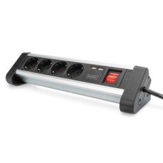 MULTIPRESA DA TAVOLO 4 PRESE SCHUKO, 2 PRESE USB, INTERRUTTORE E SPINA TEDESCA