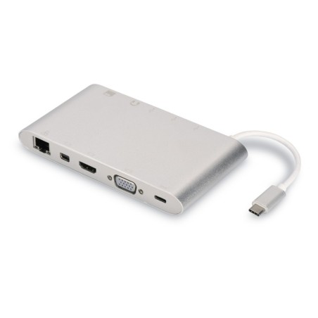DOCKING STATION USB TIPO C CON USB 3.1 TIPO C, HDMI 4K, MINIDP, VGA, 1 X USB 3.1, 3X USB3.0, RJ45, MICROSD, SD/MMC