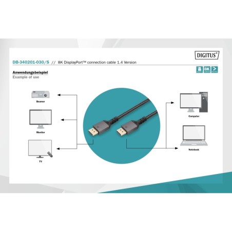 DIGITUS CAVO DI COLLEGAMENTO DISPLAYPORT 8K VERSIONE 1.4 MT 1