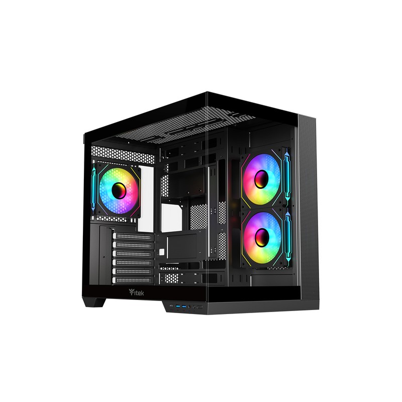 ITEK CASE DARK CAVE CURVED, GAMING TOWER, ATX, 4X12CM ARGB FAN, 2XUSB3, TYPE-C, CURVED TEMP GLASS S ITEK CASE DARK CAVE CURVED, GAMING TOWER, ATX, 4X12CM ARGB FAN, 2XUSB3, TYPE-C, CURVED TEMP GLASS S