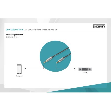 DIGITUS CAVO DI COLLEGAMENTO AUDIO, DA JACK 3,5 MM A JACK 3,5 MM MT 1