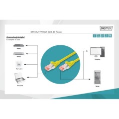 CONFEZIONE 10 CAVI CAT 6 SCHERMATI S/FTP MT 0,5 COLORE GIALLO DIGITUS