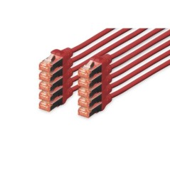 CONFEZIONE 10 CAVI CAT 6 SCHERMATI S/FTP MT 2 COLORE ROSSO DIGITUS