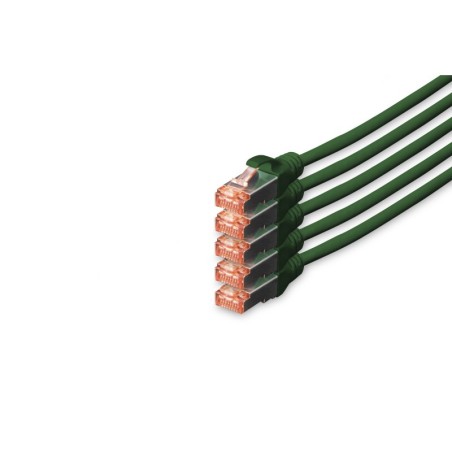 CONFEZIONE 5 CAVI CAT 6 SCHERMATI S/FTP MT 10 COLORE VERDE DIGITUS